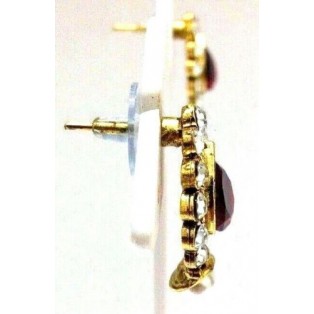 Gold Oxidized Women Earring Stud Jewelry PushBack Classy Gift Rhinestone Bead 39